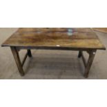 A Late 18th/Early 19th Century Joined Oak Dining Table, of plank construction with cleated ends,