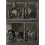 James Seymour (British, 1702-1752) Stable scenes with hunters and hounds Mezzotints by T Burford,