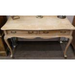 A Victorian Pine Dressing Table or Writing Desk, circa 1870, of serpentine shaped form, with two