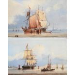 Rev. Richard Pillans (Exh. 1824-1829) Shipping in a calm, signed, watercolour, together with a