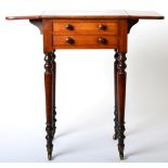 A George IV Mahogany Dropleaf Table, 2nd quarter 19th century, with two frieze drawers and