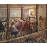 Constance-Anne Parker (1921-2016) The Milking Shed Signed and dated (19)53, oil on canvas, 61.5cm by