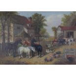Follower of John Frederick Herring, Jnr. (1815-1907) Farmyard scene Bears signature, oil on
