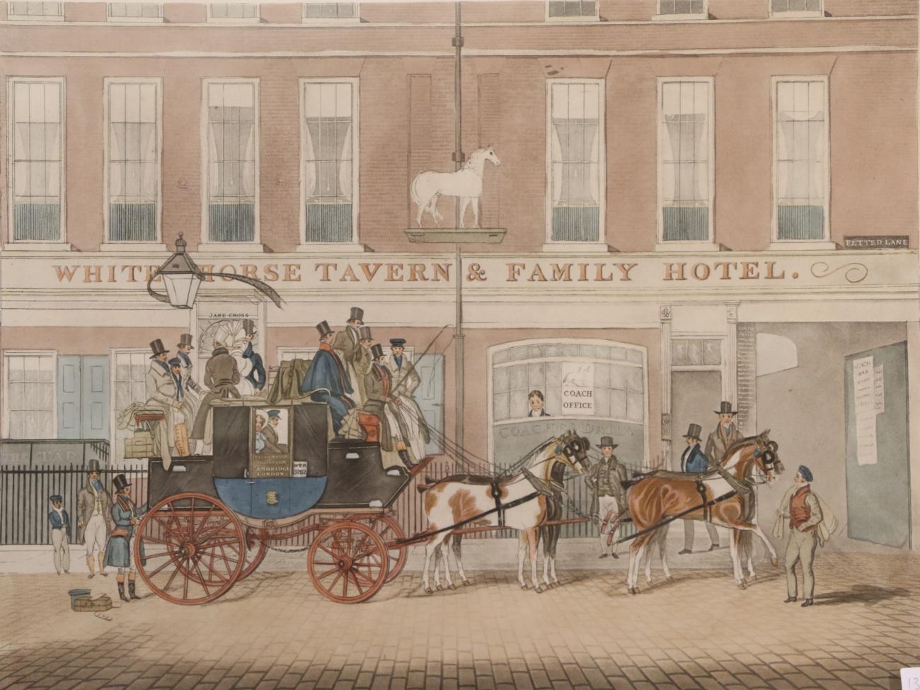 James Pollard (British, 1792-1867) ''The Cambridge Telegraph, Starting from the White Horse,