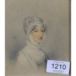 Adam Buck (1759-1833) Irish Portrait of a lady, head and shoulders wearing a white dress and fill in