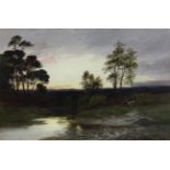 William Beattie Brown RSA (1831-1909) ''Evening on the River Nethy, Strathspey'' Signed and dated