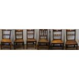 A Matched Set of Five 19th Century Fruitwood Dining Chairs, with curved top rails above bobbin