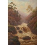 William Mellor (1851-1931) ''Mountain Torrent, Nr. Capel Curig, North Wales'' Signed, inscribed