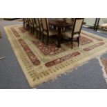 Indian Carpet, modern The compartmentalised field centred by a roundel medallion framed by floral