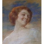 Noel Denholm Davis (1879-1950) Head and shoulders study of a young beauty Signed, pastel, 37cm by