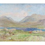 Herbert Royle (1870-1958) ''Crofts at Ardtaraig Harris'' Signed, with inscribed label verso, oil