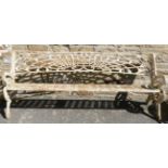 A Victorian Cast Iron Garden Bench, with bold and pierced back support above a geometric patterned