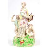 A Derby Porcelain Figure Representing the Arts, circa 1770, as a classical maiden playing a lyre and