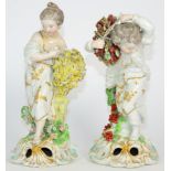 A Pair of Derby Porcelain Figures of The French Seasons, circa 1780, Summer as a girl standing