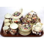 A Derby Porcelain Tea Service, circa 1830, painted with an Imari pattern, comprising a teapot, cover