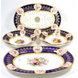 A Chamberlain's Worcester Porcelain Platter, circa 1820, of oval form, painted with flowersprays