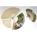 Late 19th/early 20th century fans including a fan with mother of pearl sticks and guards with floral