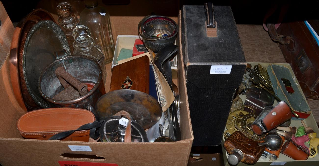 A quantity of collectables to include binoculars, horse brasses, silver plate, pen knives, seventy