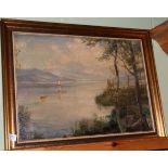 Sinclair (20th century) A view of Coniston Water with sailing ships, signed, oil on canvas