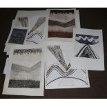 Judith Cain (b.1944) Folio of nine signed and unsigned etchings, all unframed