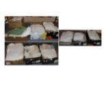Assorted white linen, cottons, nets and some coloured embroidery etc (ten boxes)