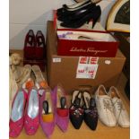 Nine pairs of assorted ladies designer shoes, comprising two pairs of Kurt Geiger black court