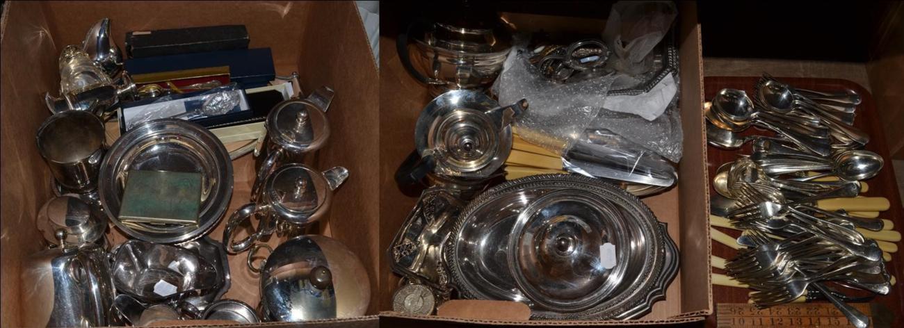 A large quantity of silver plate including flatware and hollow ware