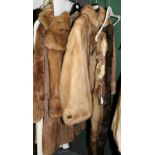 Two light brown mink jackets and two stoles (4)