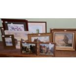 A group of 20th century oils on boards including a seascape, a rural scene, two Continental