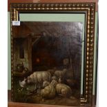 Dutch School (19th century) possibly Adrian Nowell, sheep in farmyard, indistinctly signed, oil on