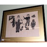 Eskimo stone cut print ''Kid Practice Drum'' by Mary Kayukyuk