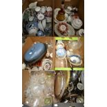 Plated ware, a Royal Albert Moss Rose teaset, glass and decorative ceramics etc