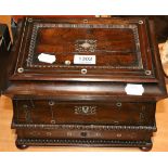 Mother of pearl inlaid rosewood sewing box