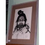 Greenlandic Eskimo pen and ink drawing ''Tulupa'' signed and dated aliban 72, lower right