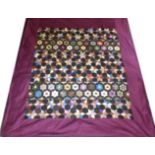 Victorian Silk Patchwork, comprising stars, tumbling blocks and hexagonal flowers, with later fabric