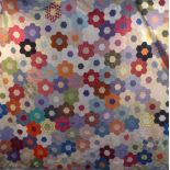 Large Hexagonal Patchwork Cover, incorporating Laura Ashley printed cottons in the shape of flower