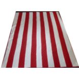 Large 19th Century Turkey Red and White Strippy Quilt, with diamond quilting, red cotton edging,