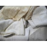 Assorted Cottons and Linens, including a pair of pina cloth pillowcases and two cloths, child's