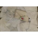 Assorted White Linen, including table linen, bed linen, many with embroidered decoration and lace/