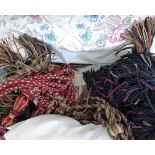 Assorted Textiles and Haberdashery, including circa 1920s ecru crochet bedcover, worked with a