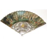 Village Revelry: A Colourful and Amusing 18th Century Mother-of-Pearl Fan, the guards and gorge