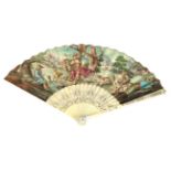 Apollo the Shepherd: A Fine Early 18th Century Italian Fan, with ivory sticks, the guards and