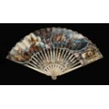 Shipwreck on the High Seas: A Pierced and Carved 18th Century Ivory Fan, with upper sections of