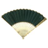 A Very Simple 18th Century Carved and Pierced Ivory Fan, its detail laying with the carving of the