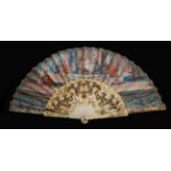 Apelles and Campaspe: A Mid-18th Century Ivory Fan, painted in light mustard and green with