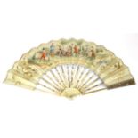 Musical Gathering: An 18th Century Ivory Monture with a 19th Century Leaf, the guards and gorge