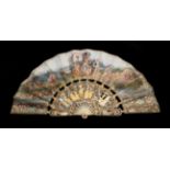 Bacchus and Ariadne: A Mid-18th Century Ivory Fan, the monture with carved and pierced, gilded and