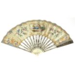 Tender Moment: An 18th Century Ivory Fan, circa 1760-1770's, the simple monture with straight