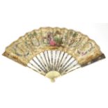 The Eavesdropper: A Mid to Late 18th Century Ivory Fan, the monture gilded and silvered, carved