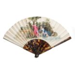 An Early 18th Century Tortoiseshell Fan, the guards piqué with steel, the gorge plain, but with